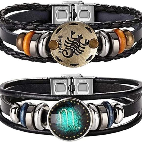 New Constellation Braided Rope Bracelet - Punk Alloy Leather Bracelet - Picture 9 of 14